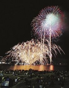 中止が決まった和歌山県白浜町の白良浜での花火＝写真は昨年７月の「白浜花火フェスティバル」の様子