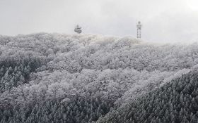 護摩壇山の山頂付近から見た風景（２日午前９時ごろ、和歌山県田辺市龍神村で）