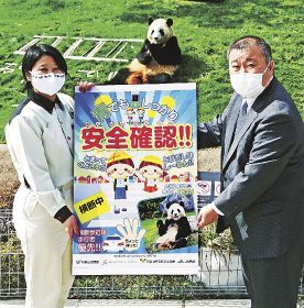 パンダの彩浜、安全運転に一役　和歌山県警がポスター贈る