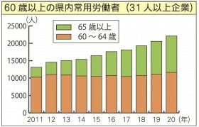 ６０歳以上の和歌山県内常用労働者（３１人以上企業）