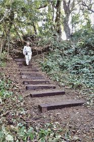 切目神社境内から切目王子公園への階段（和歌山県印南町西ノ地で）