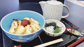 神島屋の開発したマダイと梅を合わせた「梅彩丼」。８～１０日にとれとれ市場で販売する