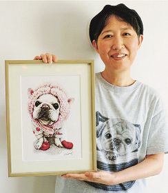 犬の画家「Ｍｏｍｏｊｉ」さん個展　田辺市のギャラリー