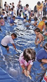夏休みの週末にぎわう／各地でイベント／漁港で魚に触れる／みなべ　夏の子どもまつり