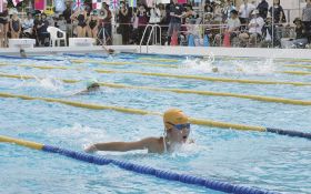 今年の大会で終了する田辺・西牟婁小学校水泳大会（２０１９年８月、和歌山県田辺市鮎川で）