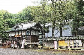 保存修理事業で江戸時代後半の色彩の再現を検討している闘雞神社（和歌山県田辺市東陽で）