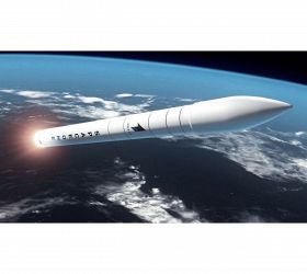 ロケット発射場「スペースポート紀伊」から打ち上げられる「カイロス」のイメージ図（スペースワン社提供）