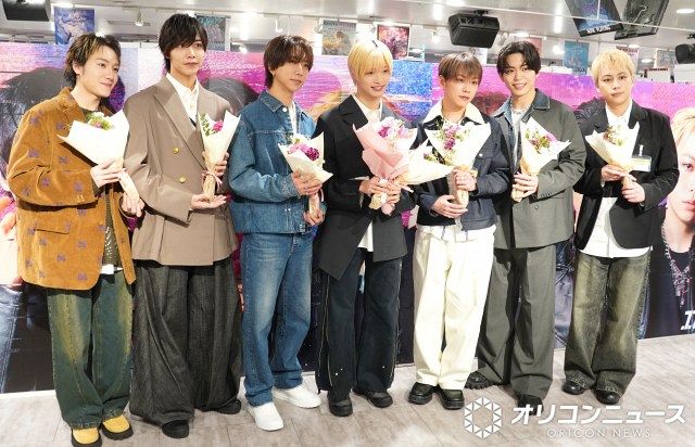 IMP.2nd アルバム発売 サプライズ訪問に登場したIMP.（左から）椿泰我、松井奏、鈴木大河、佐藤新、基俊介、影山拓也、横原悠毅 （C）ORICON NewS inc.
