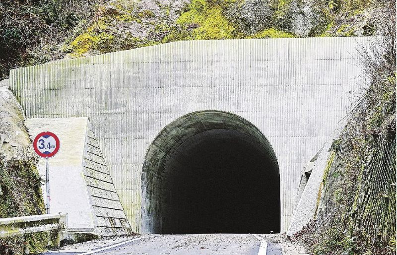 約９年ぶりに通行できるようになった市道近露福定線の「逢坂隧道」（和歌山県田辺市中辺路町で）