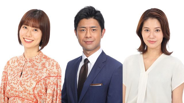 『Live News イット！』のキャスターに就任する（左から）山崎夕貴、榎並大二郎、遠藤玲子アナウンサー （C）フジテレビ